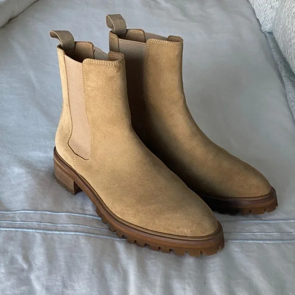 Quince Desert Tan Suede Chelsea Lug Sole Boots - Picture 1 of 5